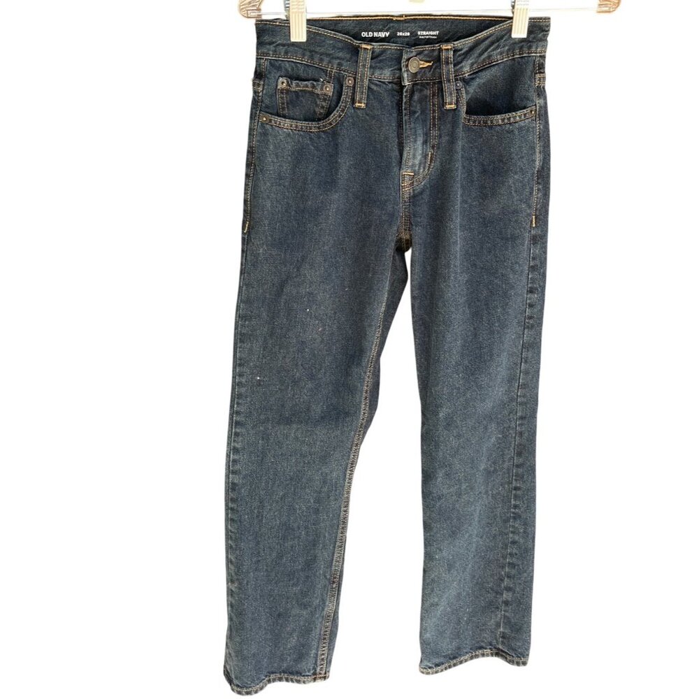 Old Navy Men's Straight Fit Jeans 26x28 Dark Wash Denim Classic Style 24j